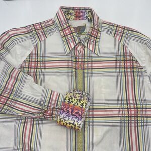 Robert‎ Graham Shirt Colorful Long Sleeve Mens Contrast Flip Cuffs LG